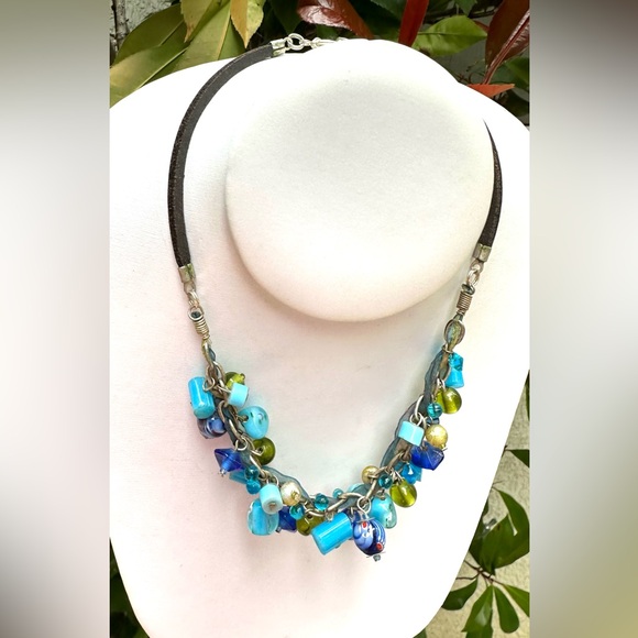 Italian &Venetian Glass, HandBlown, +Leather original necklace/Toggle.NonBinary - Picture 5 of 6